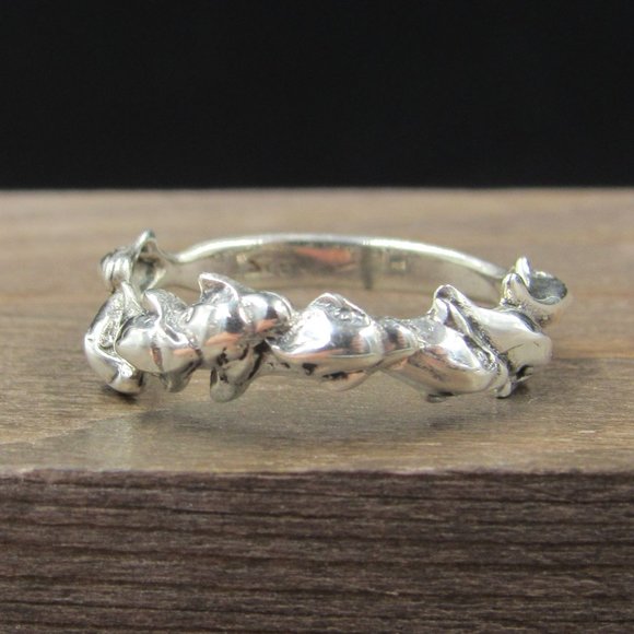 Jewelry - Size 6 Sterling Silver Line Of Dolphins Band Ring Vintage